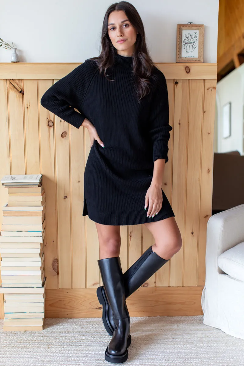 Rib Knit Sweater Dress - Black Organic sold by Emerson Fry product image thumbnail 2