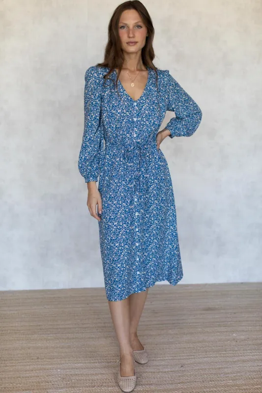 Frankie Long Sleeve Button Dress - Pablo Flowers sold by Emerson Fry
