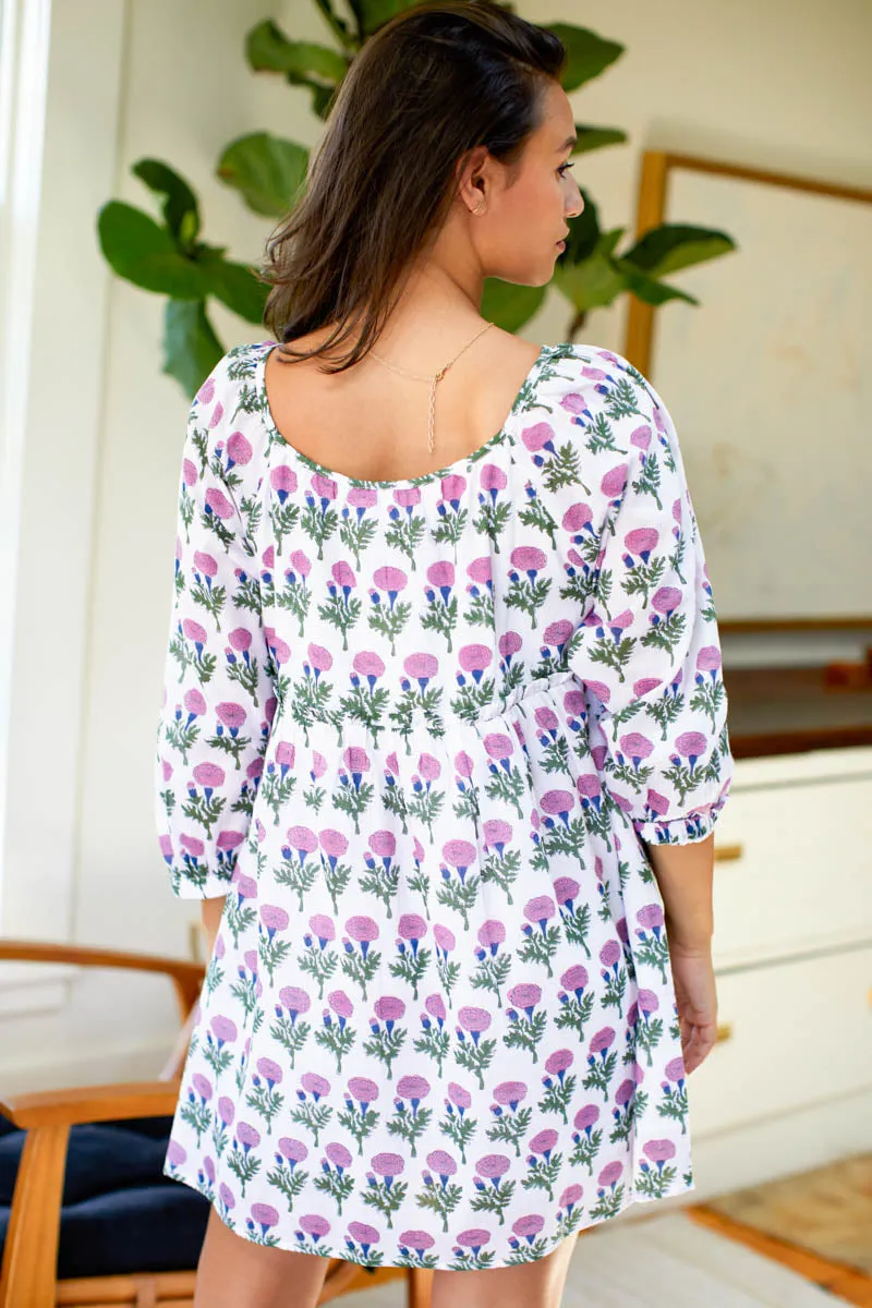 Jasmine Short Dress - Big Marigolds Purple Organic sold by Emerson Fry product image thumbnail 2