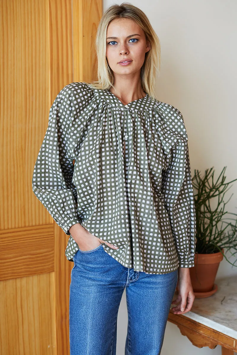 Olympia Shirt - Gingham Moss Organic sold by Emerson Fry product image thumbnail 2