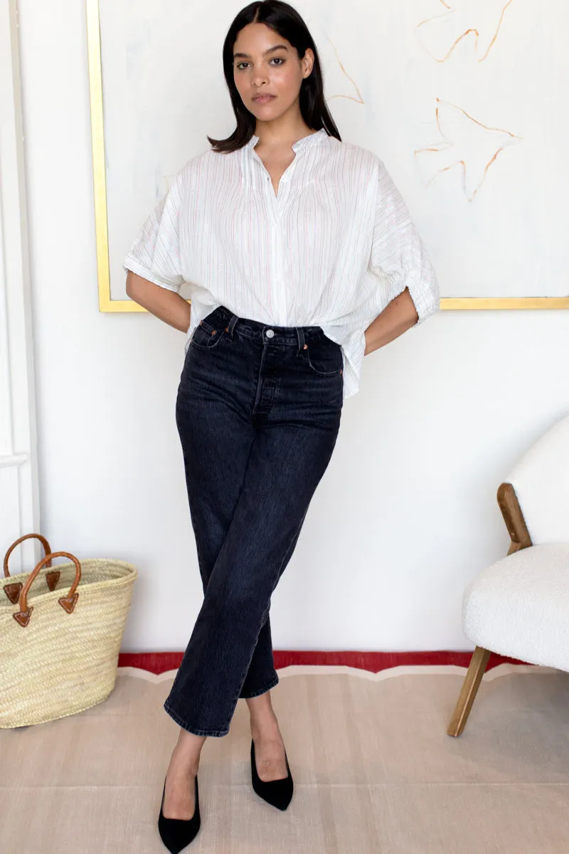 Mandarin Collar Top - Rainbow Ivory Lurex sold by Emerson Fry product image thumbnail 2