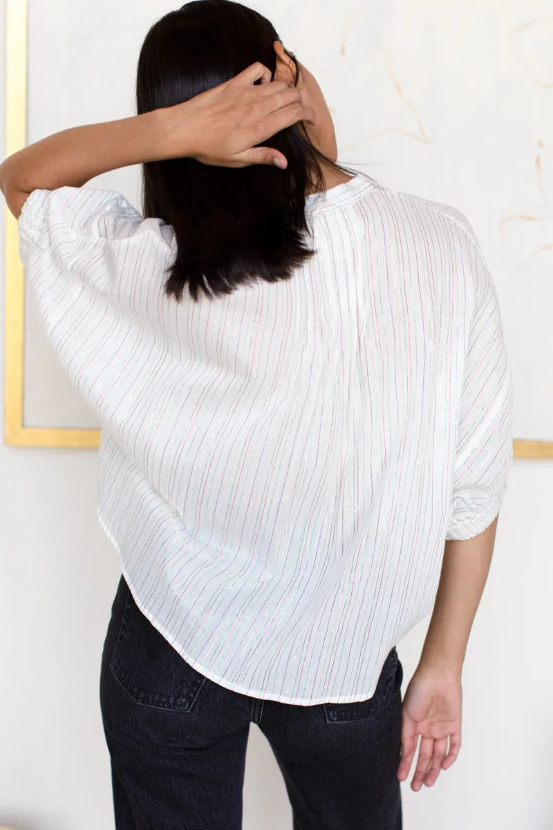 Mandarin Collar Top - Rainbow Ivory Lurex sold by Emerson Fry product image thumbnail 4