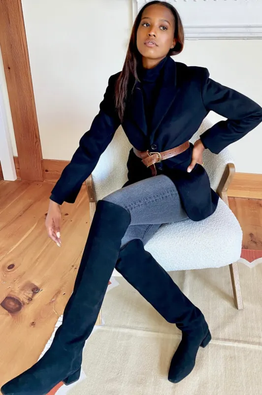 Over The Knee Boot - Black Suede sold by Emerson Fry