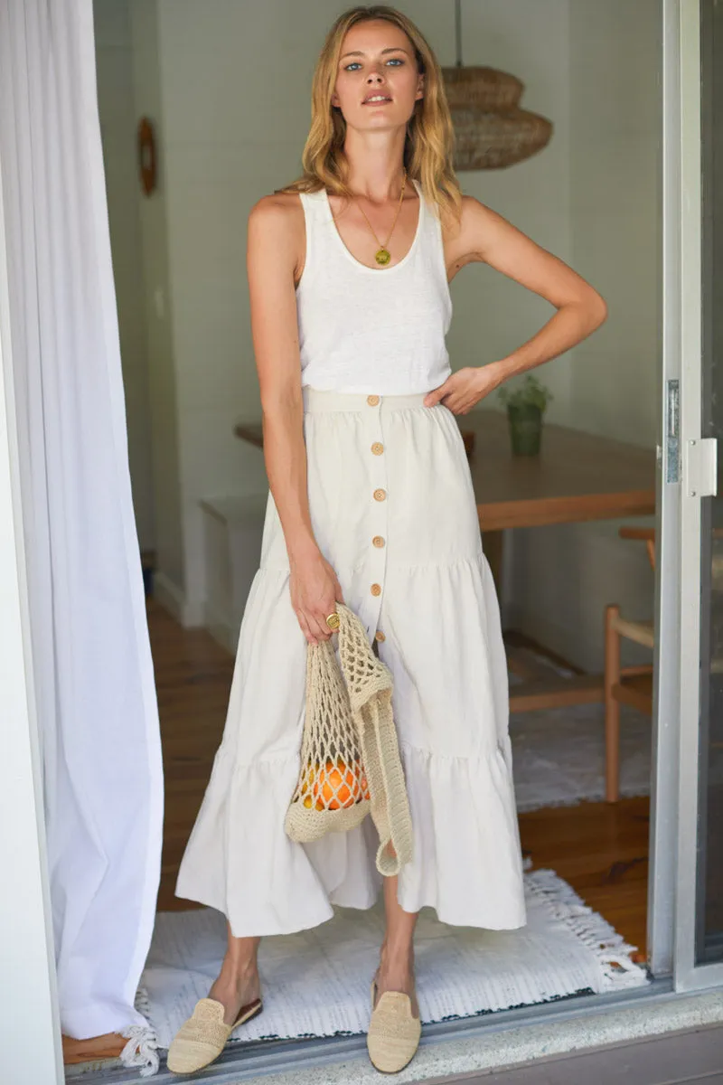 Lake Button Front Skirt - Almond Linen sold by Emerson Fry product image thumbnail 3