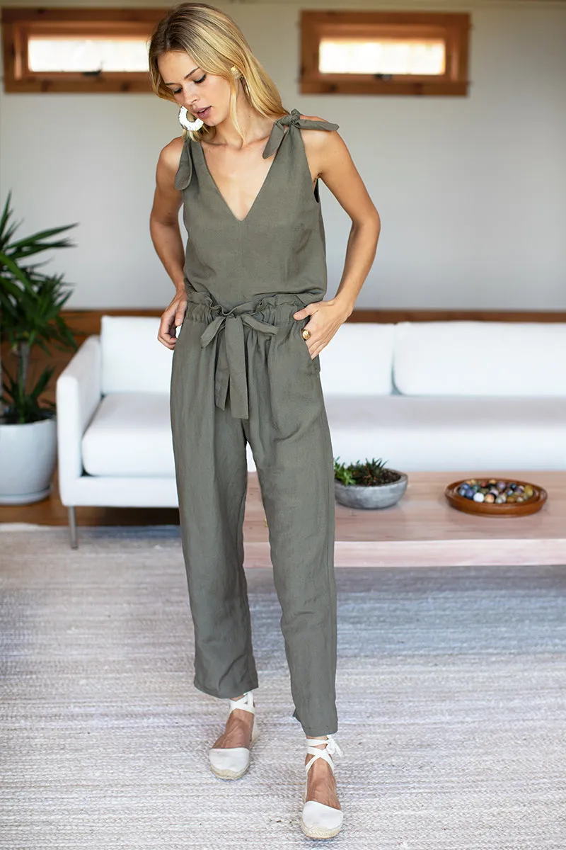 Tie Shoulder Mod Top - Army Linen sold by Emerson Fry product image thumbnail 2