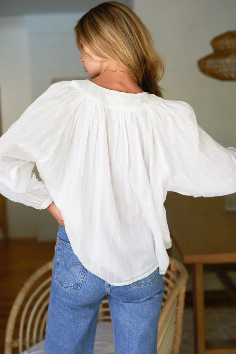 Olympia Shirt - Dot Stripe Ivory Organic sold by Emerson Fry product image thumbnail 3