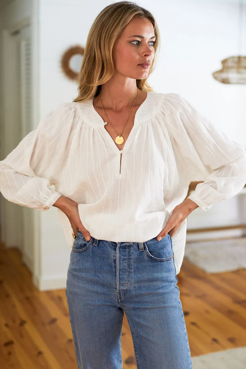 Olympia Shirt - Dot Stripe Ivory Organic sold by Emerson Fry product image thumbnail 2