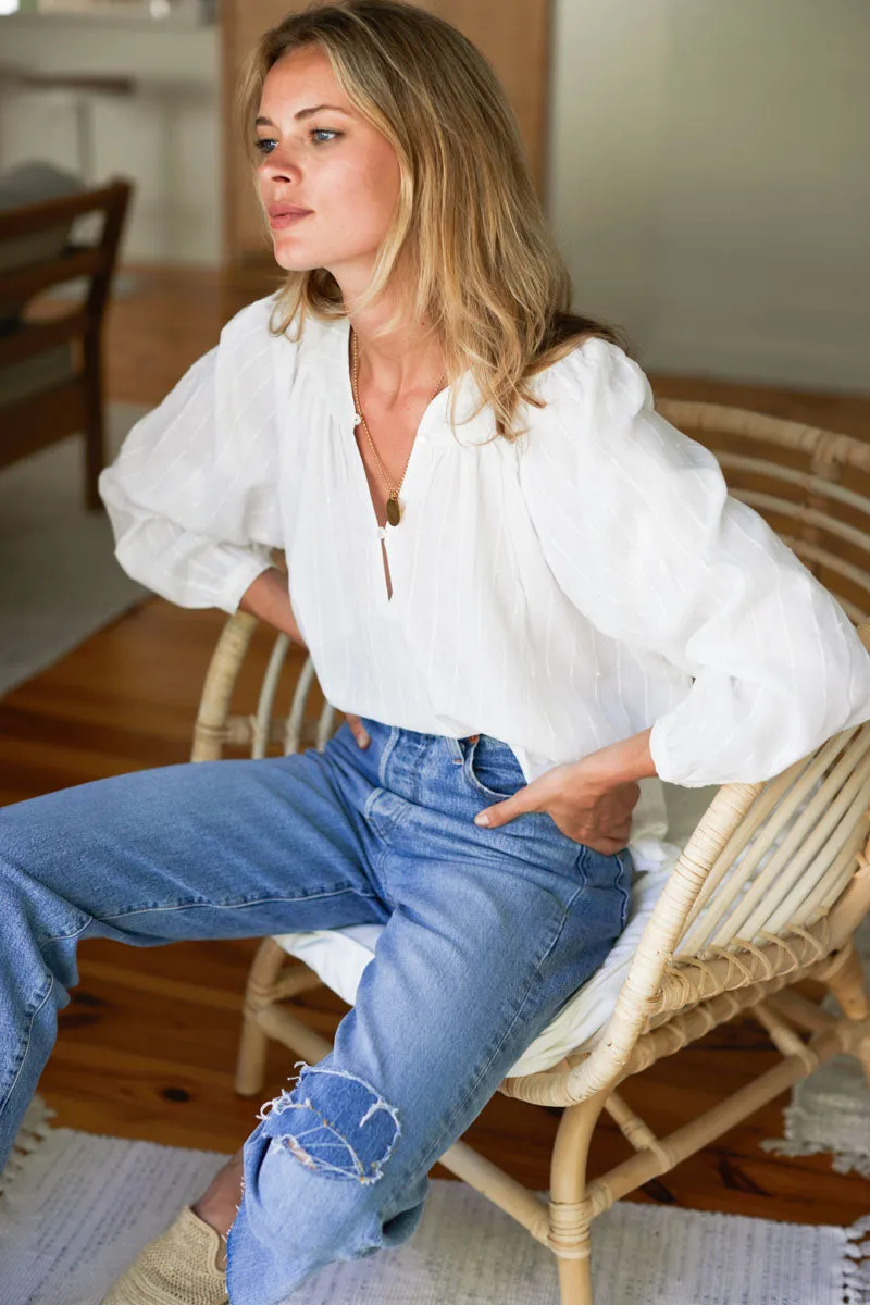 Olympia Shirt - Dot Stripe Ivory Organic sold by Emerson Fry product image thumbnail 4