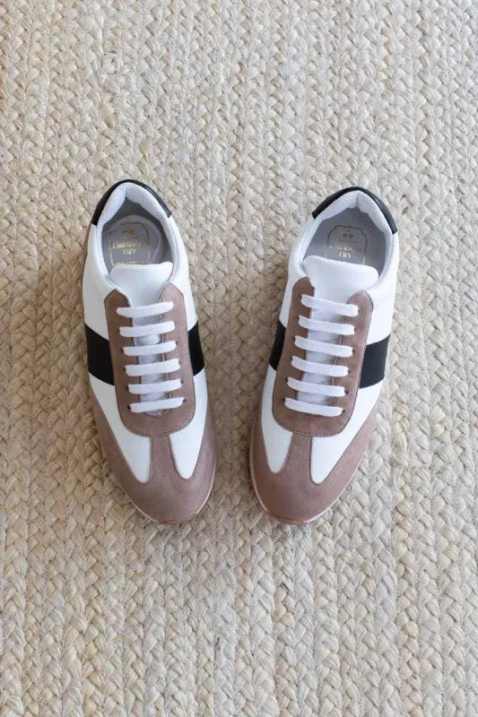 Daily Trainer - Taupe Suede, Black + Ivory Leather made by Emerson Fry