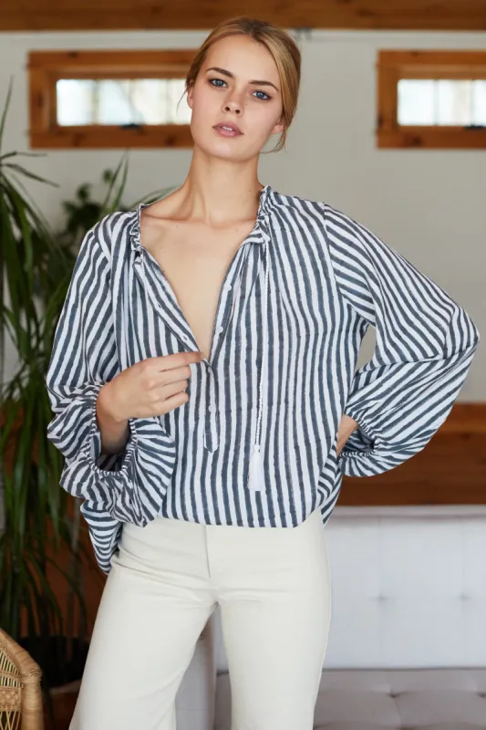 Bardot Top - Charcoal Stripe sold by Emerson Fry