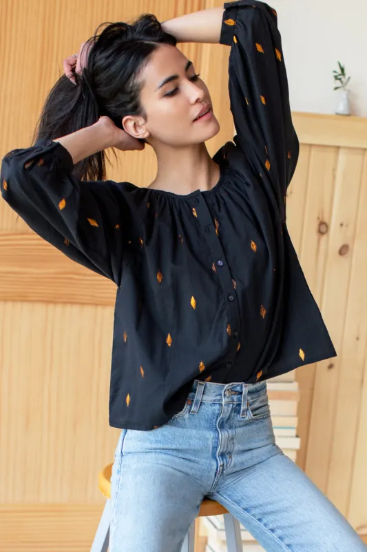 Frances Blouse - Gold Leaf Black sold by Emerson Fry