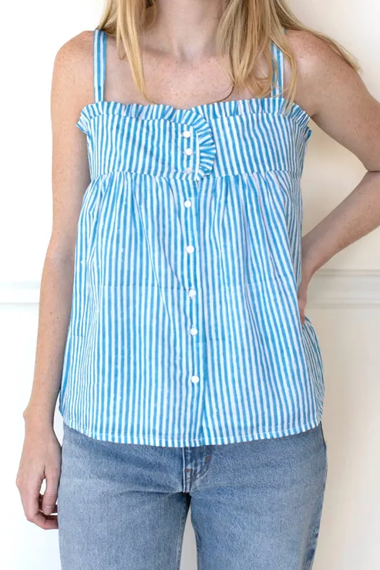 Astrid Top - Sunday Stripe Bluesy Organic sold by Emerson Fry