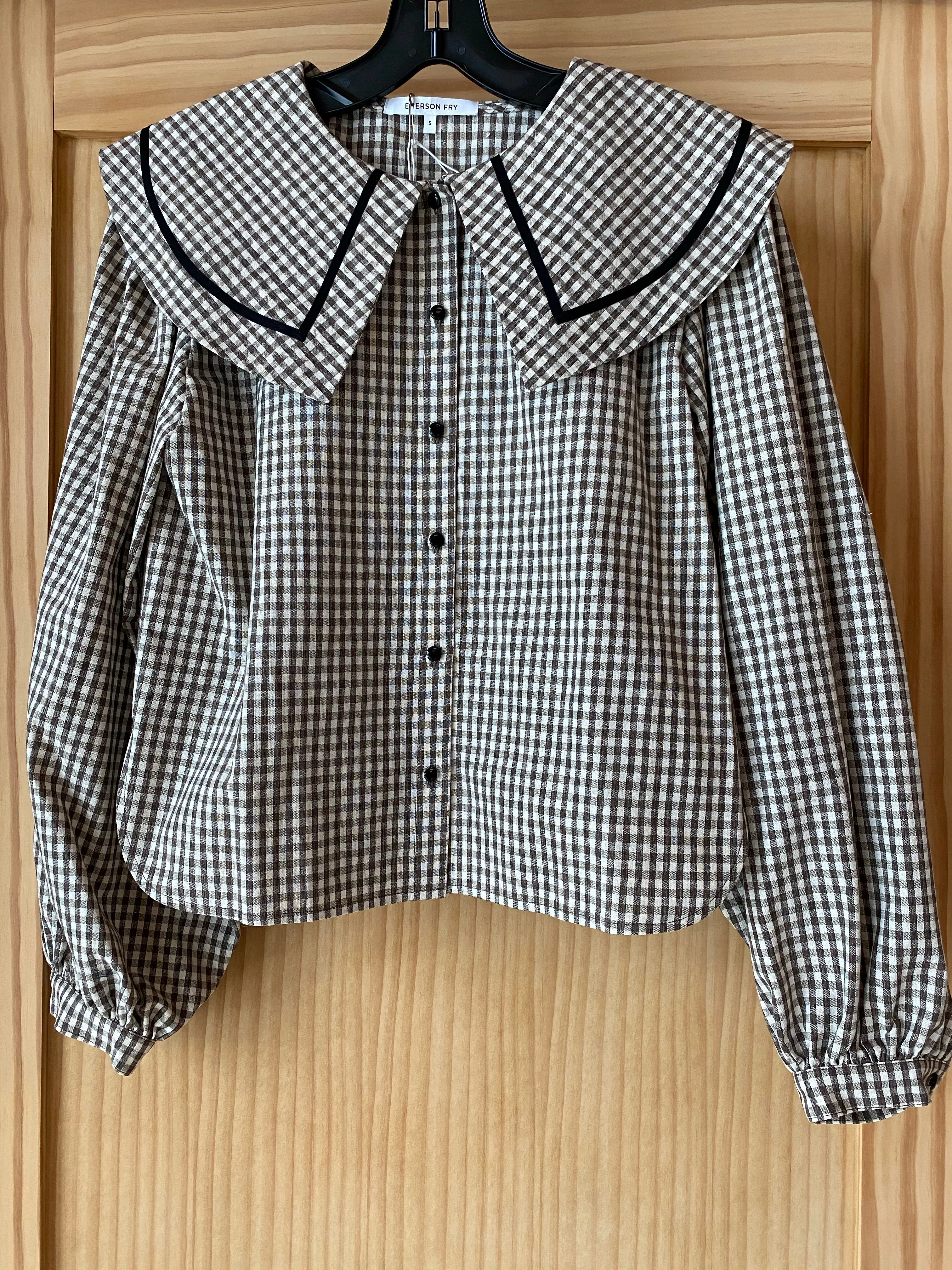 Petra Long Sleeve Blouse - Coffee Gingham sold by Emerson Fry product image thumbnail 2