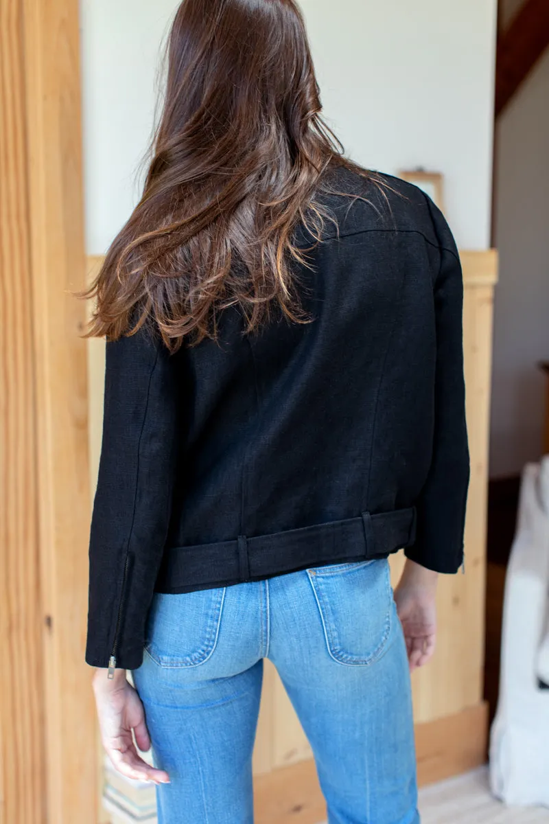 Irving Moto Jacket - Black Linen sold by Emerson Fry product image thumbnail 4