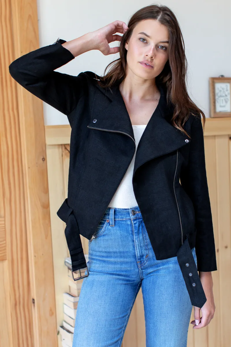 Irving Moto Jacket - Black Linen sold by Emerson Fry product image thumbnail 3