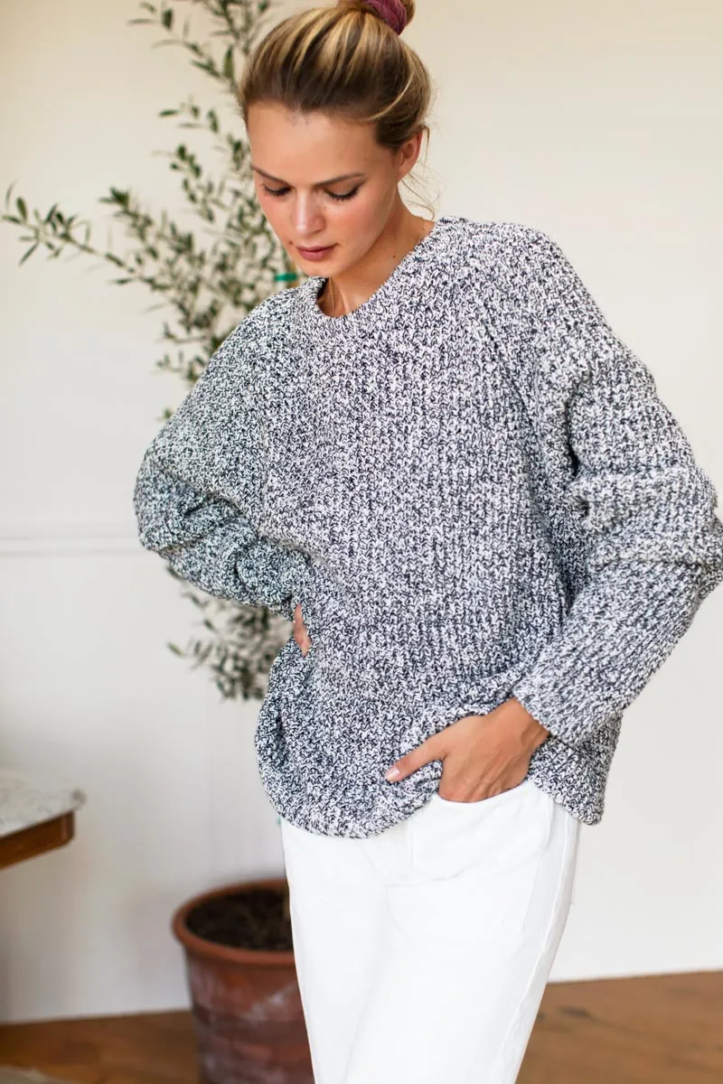 Ryan Heavy Sweater - Marled Ivory + Navy Organic sold by Emerson Fry product image thumbnail 4