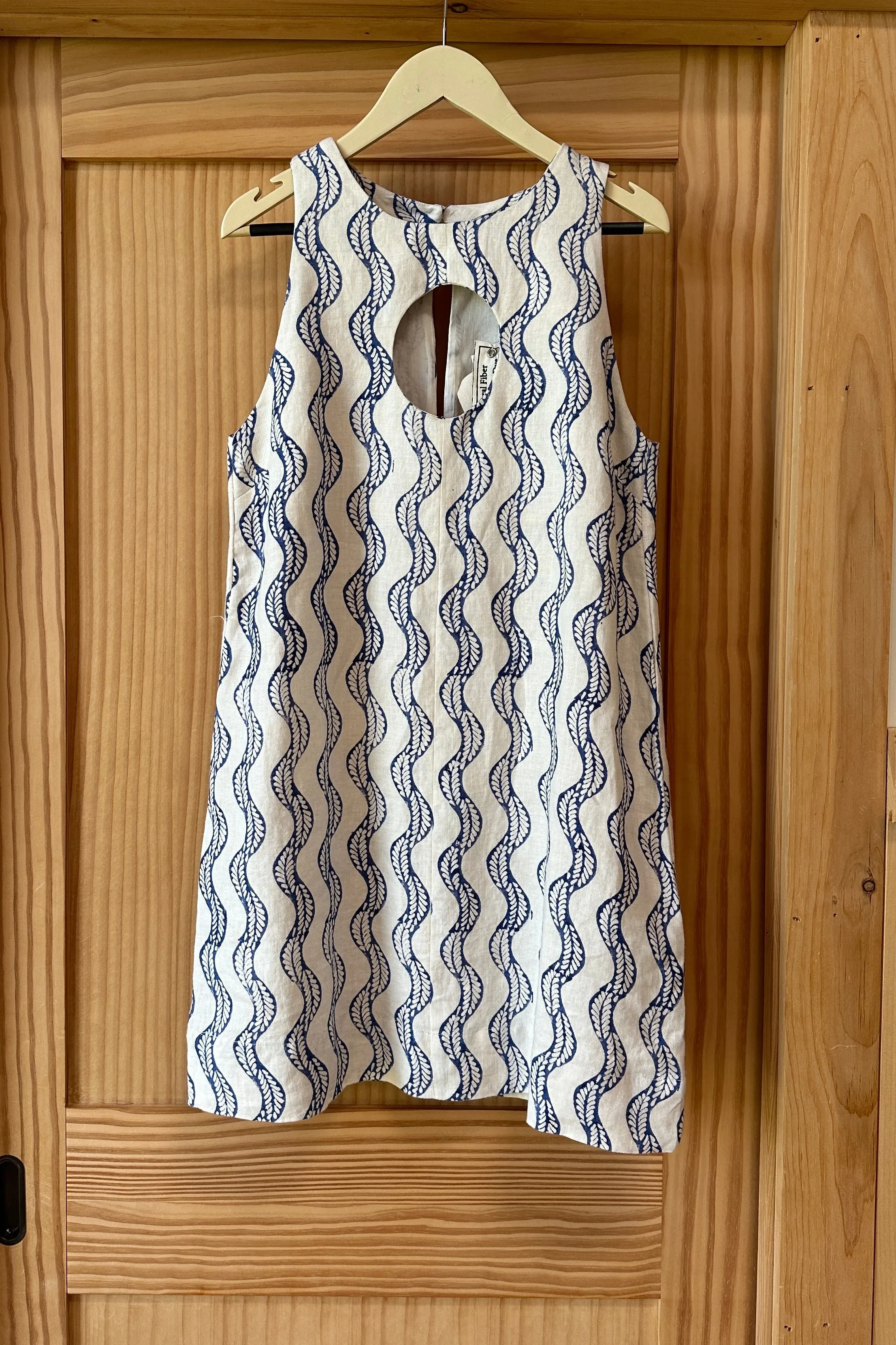 Keyhole Shift Dress - Indigo Vine Wave Linen sold by Emerson Fry product image thumbnail 5