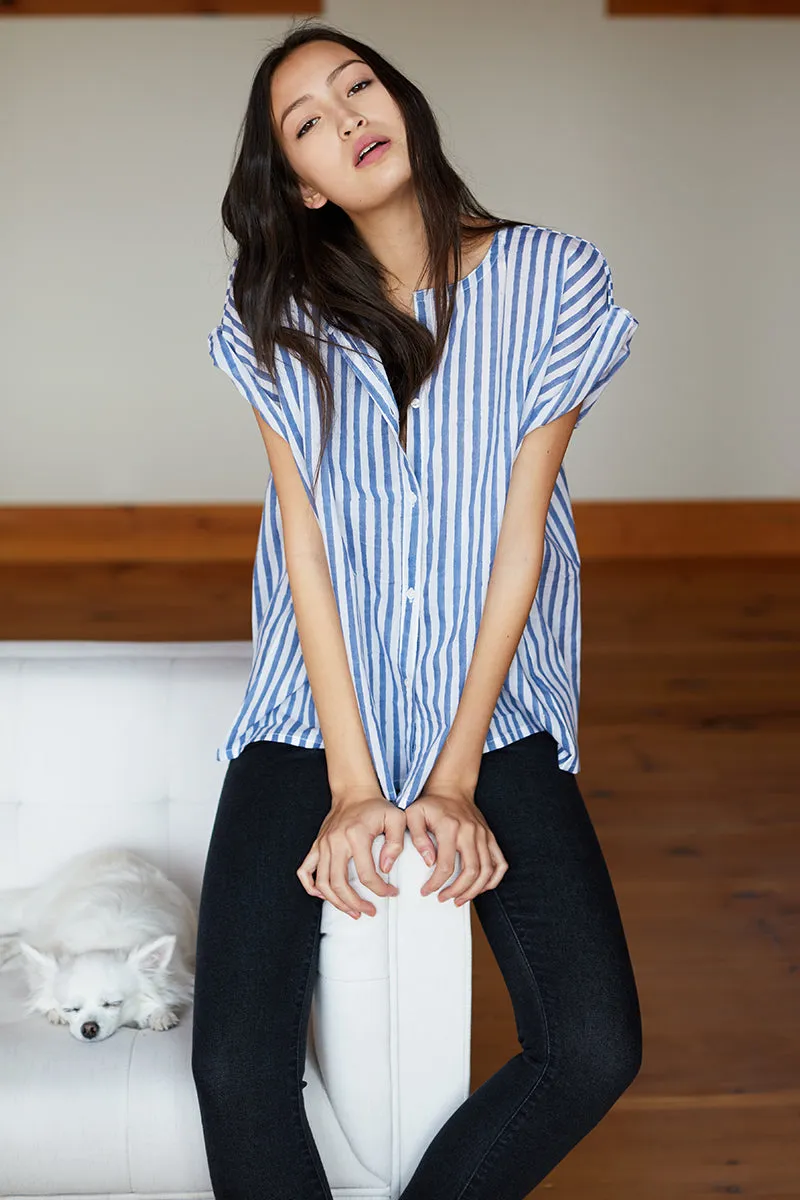 India Button Down - Ocean Grey Stripe sold by Emerson Fry