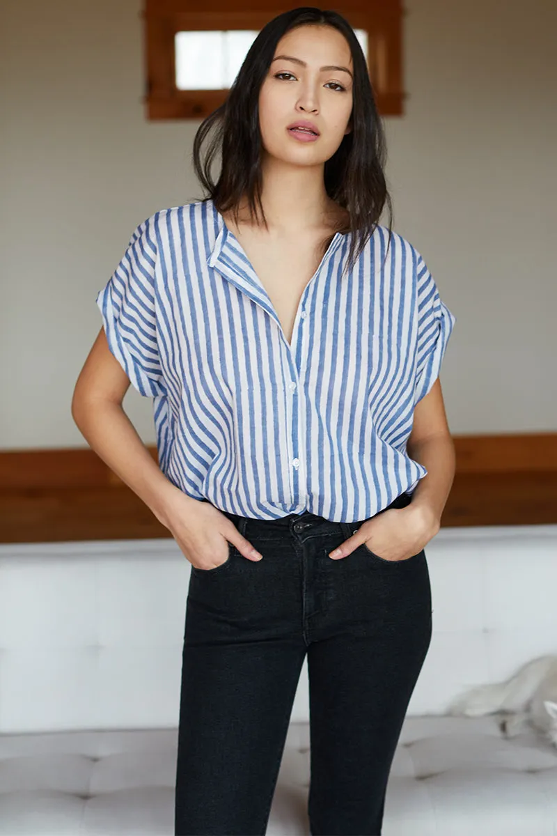 India Button Down - Ocean Grey Stripe sold by Emerson Fry product image thumbnail 2