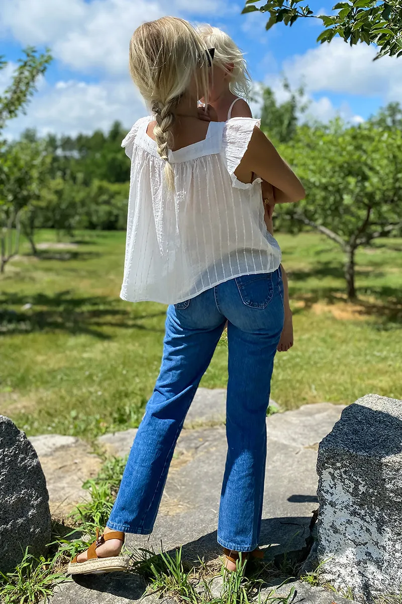 Laurent Flutter Top - Dot Stripe Ivory Organic sold by Emerson Fry product image thumbnail 2