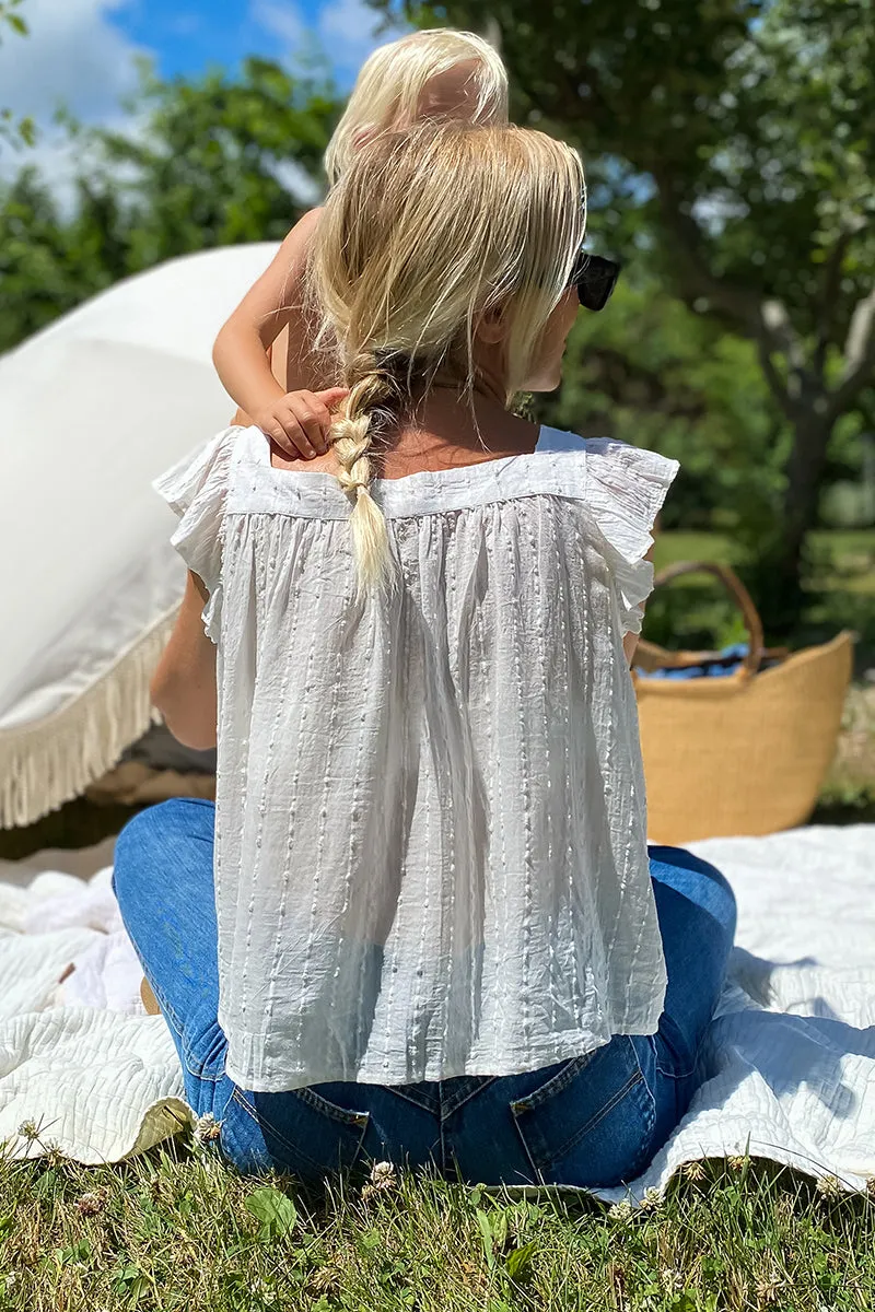 Laurent Flutter Top - Dot Stripe Ivory Organic sold by Emerson Fry product image thumbnail 5