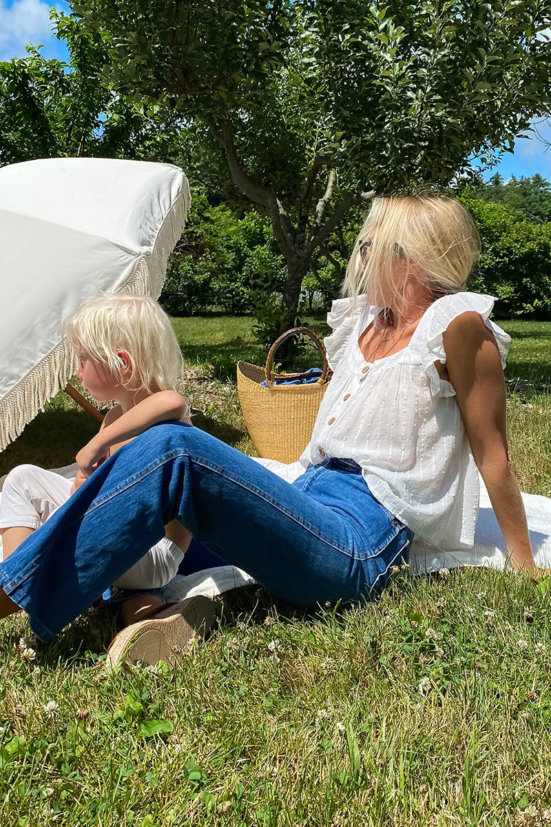 Laurent Flutter Top - Dot Stripe Ivory Organic sold by Emerson Fry product image thumbnail 3