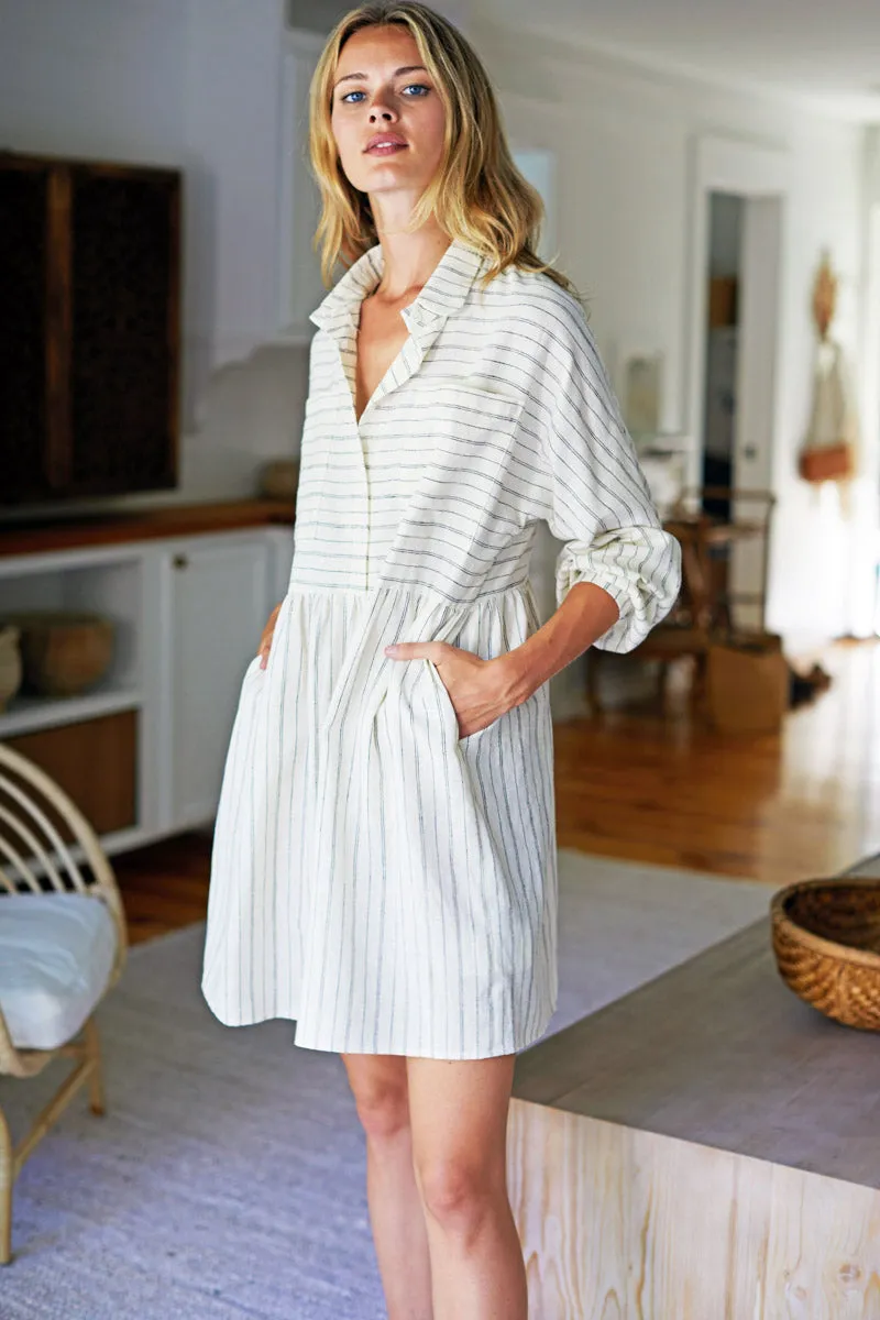 Selma Long Sleeve Dress - Ivory Hemp Stripe Organic sold by Emerson Fry product image thumbnail 5
