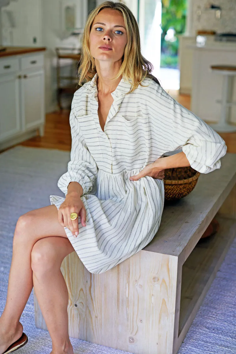 Selma Long Sleeve Dress - Ivory Hemp Stripe Organic sold by Emerson Fry product image thumbnail 2