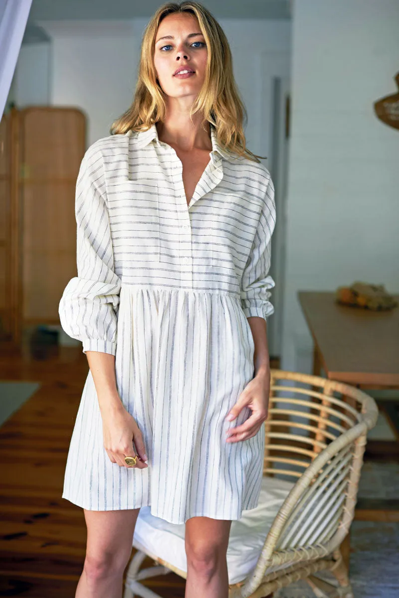 Selma Long Sleeve Dress - Ivory Hemp Stripe Organic sold by Emerson Fry product image thumbnail 4