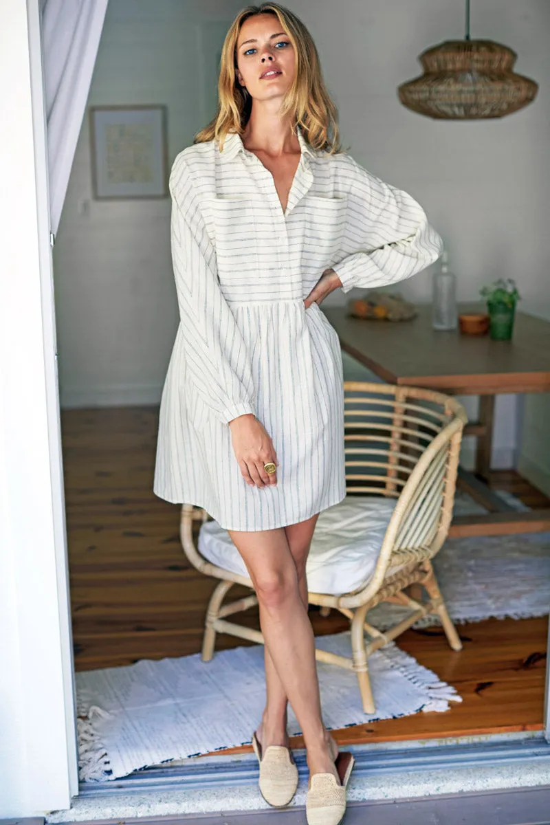 Selma Long Sleeve Dress - Ivory Hemp Stripe Organic sold by Emerson Fry product image thumbnail 3
