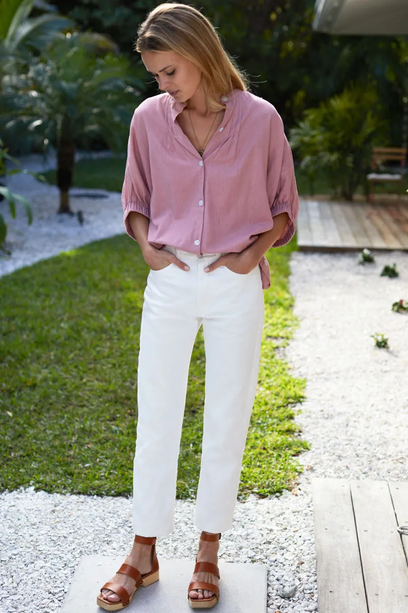 Mandarin Collar Top - Rose Organic sold by Emerson Fry