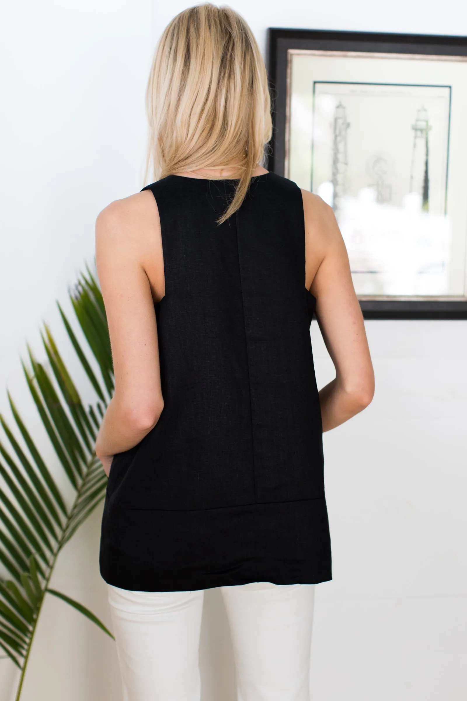 A Line Mod Top - Black Linen sold by Emerson Fry product image thumbnail 5