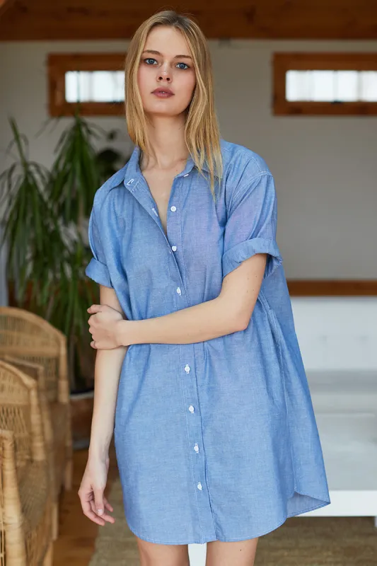Short Sleeve Shirtdress -  Chambray made by Emerson Fry