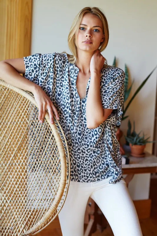 India Shirt - Charcoal Leopard sold by Emerson Fry