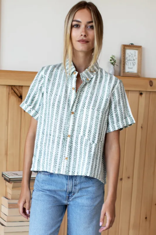 Boxy Shirt - Climbing Vines Linen sold by Emerson Fry