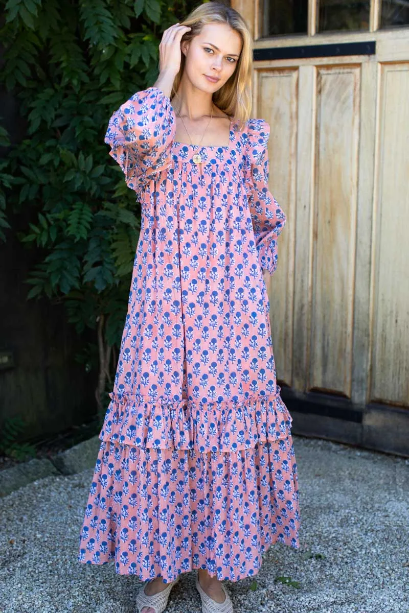 Adelina Long Sleeve Maxi Dress - Little Marigolds Apple + Blue Organic sold by Emerson Fry product image thumbnail 2