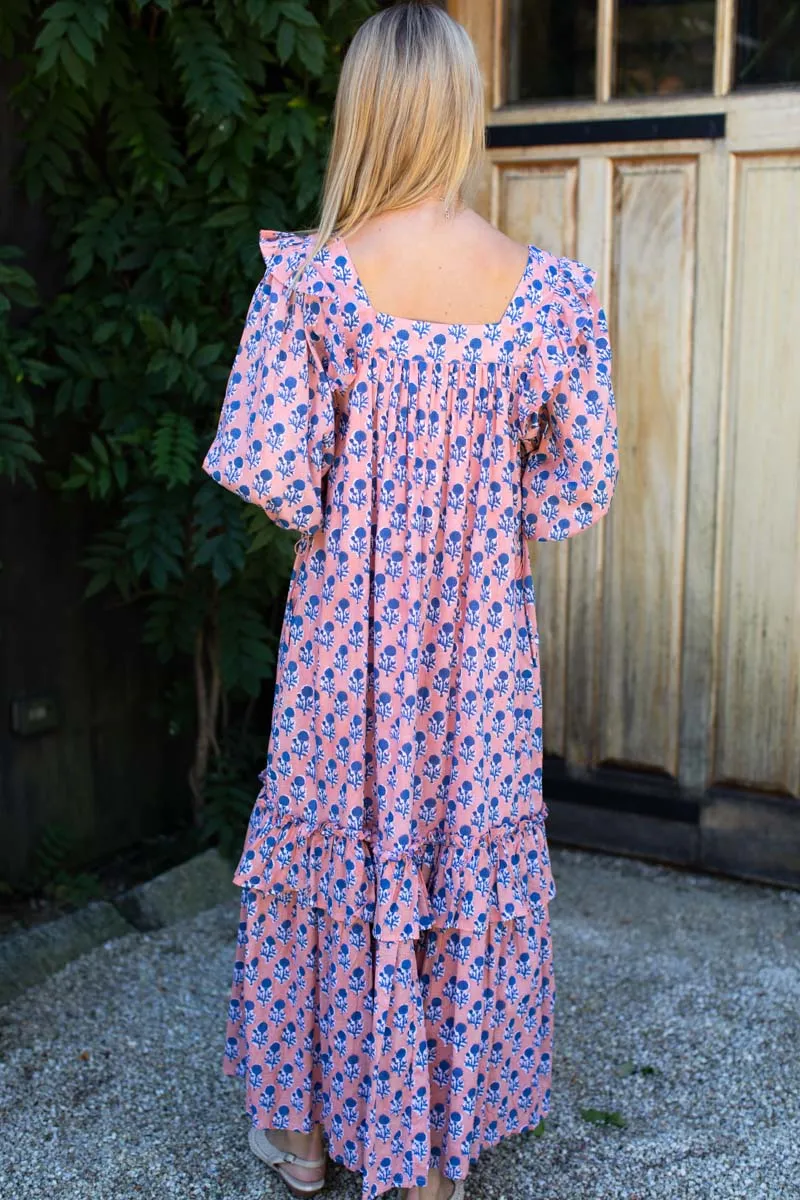 Adelina Long Sleeve Maxi Dress - Little Marigolds Apple + Blue Organic sold by Emerson Fry product image thumbnail 5