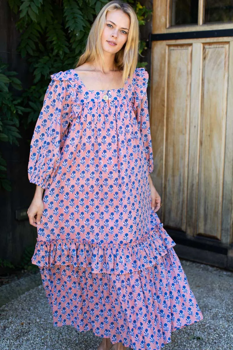 Adelina Long Sleeve Maxi Dress - Little Marigolds Apple + Blue Organic sold by Emerson Fry product image thumbnail 3