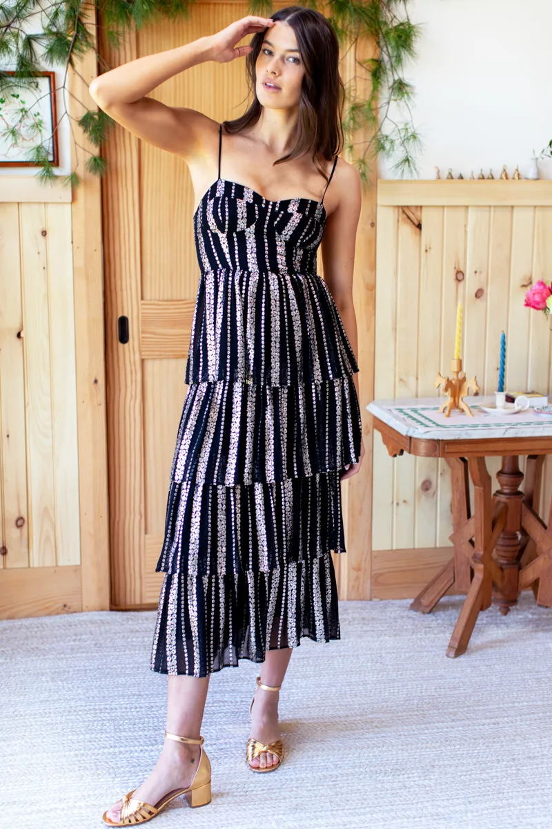 Fitted Bodice Ruffle Dress - Black Lurex sold by Emerson Fry product image thumbnail 5