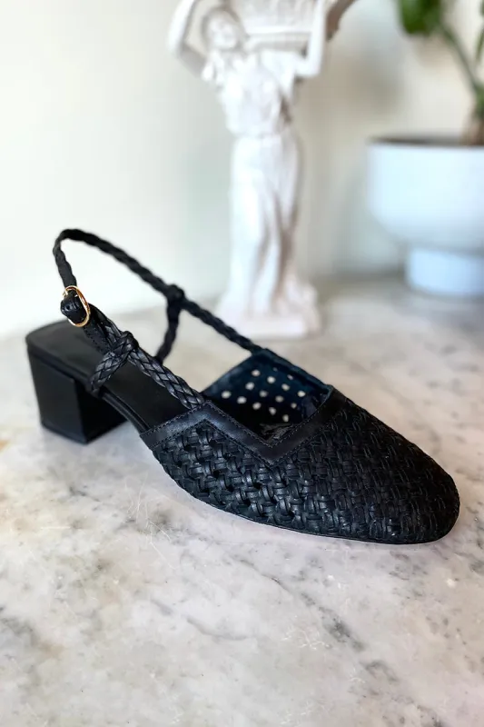 Frankie Walking Slingback - Jet Black sold by Emerson Fry