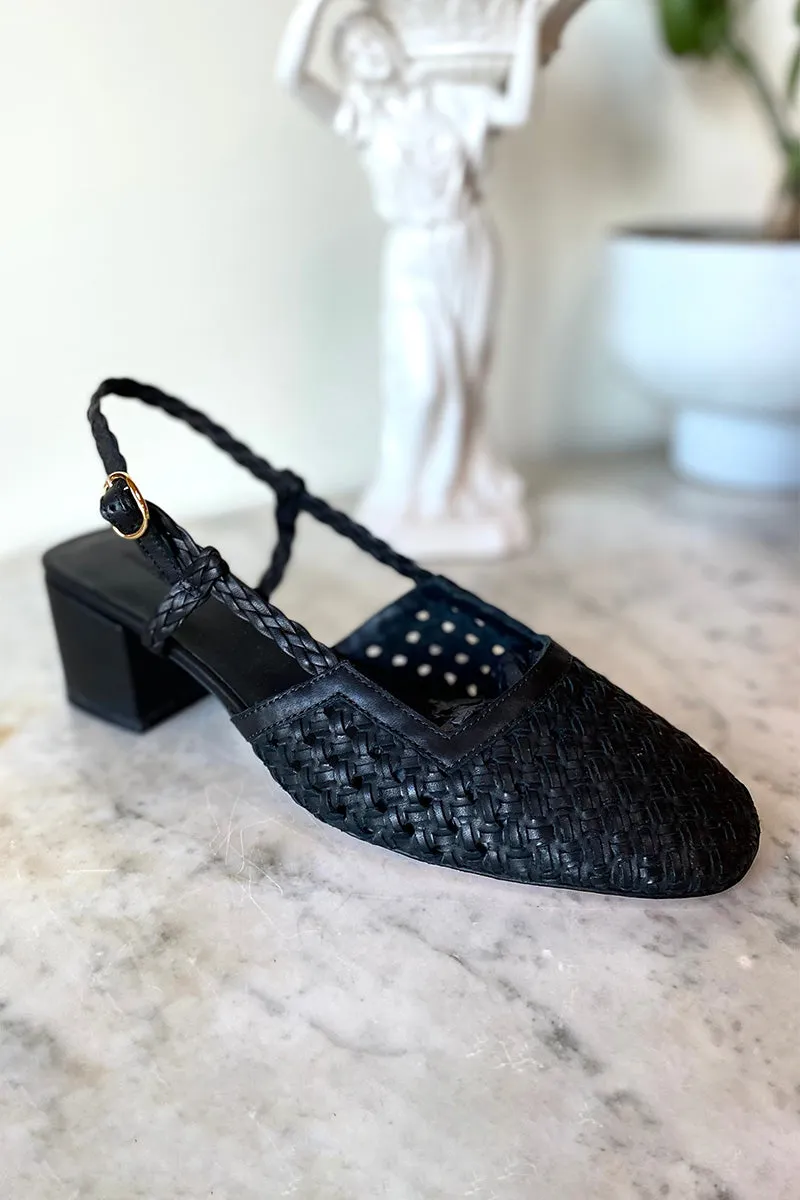Frankie Walking Slingback - Jet Black sold by Emerson Fry