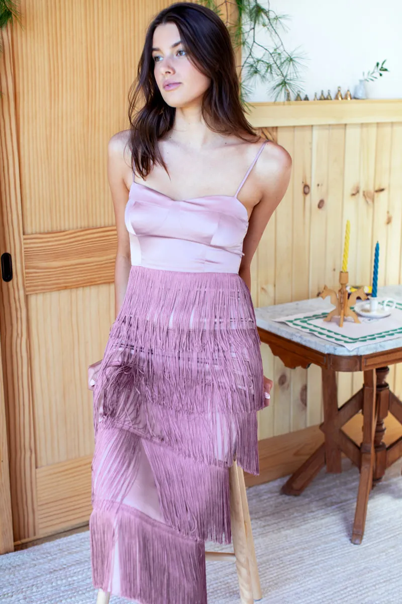 Fitted Bodice Fringe Dress - Dusty Rose sold by Emerson Fry product image thumbnail 3