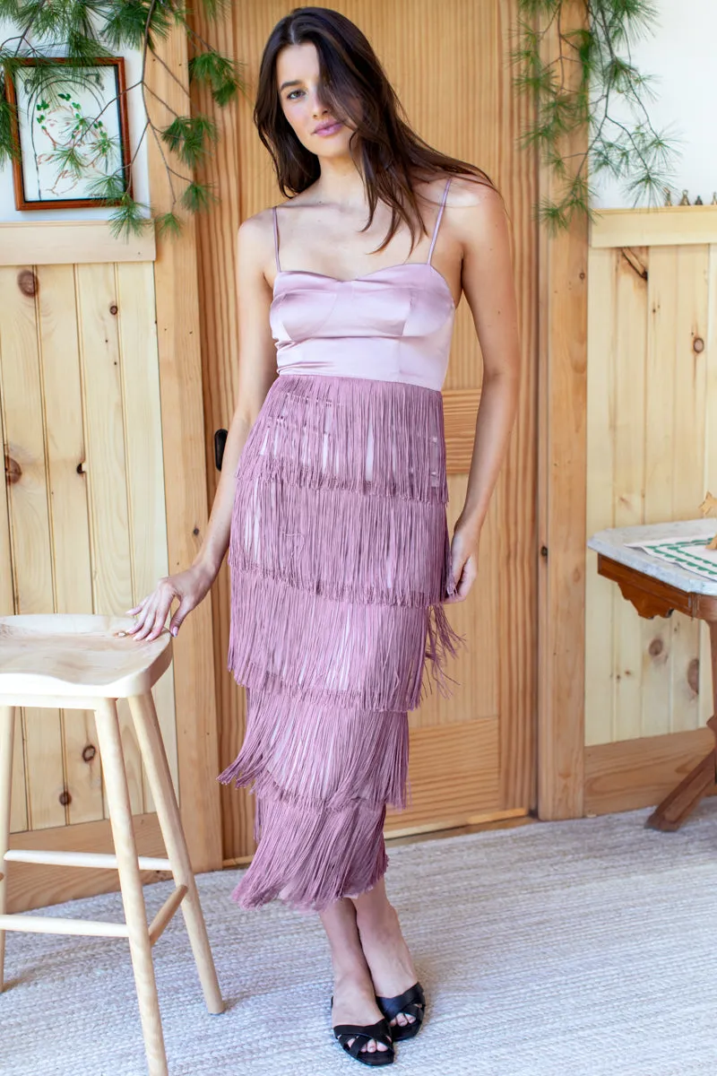 Fitted Bodice Fringe Dress - Dusty Rose sold by Emerson Fry product image thumbnail 4