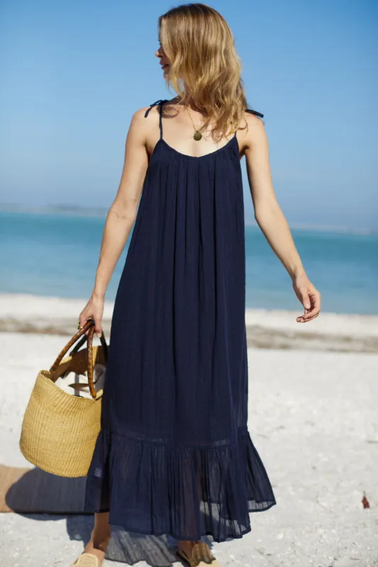 India Sundress - Dot Stripe Maritime Organic sold by Emerson Fry