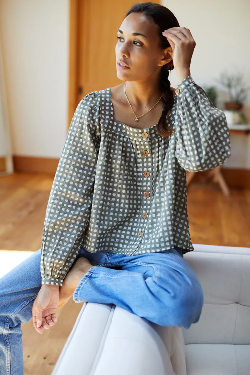 Laurent Blouse - Moss Gingham Organic sold by Emerson Fry product image thumbnail 5