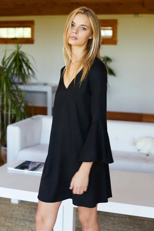 Bell Sleeve Dress - Black sold by Emerson Fry