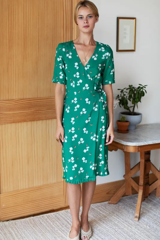 Bees Wrap Little Pleat Dress - Butterflies Green made by Emerson Fry