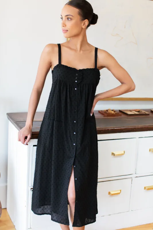 Astrid Midi Dress - Black Swiss Dot Organic sold by Emerson Fry