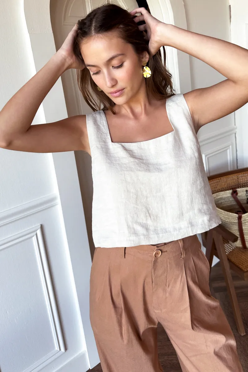 Roma Top 2 - Natural Linen sold by Emerson Fry