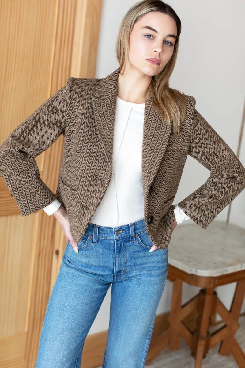 Cropped Blazer - Brown Herringbone sold by Emerson Fry product image thumbnail 3